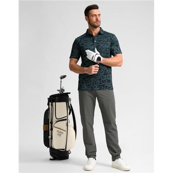 Men's Golf Polo Shirts Short Sleeve Dry Fit Performance Moisture Wicking Tshirts - Picture 6 of 6